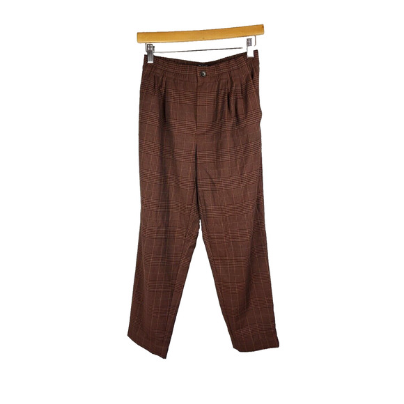 Madewell Pants Womens XXS Flannel Track Trousers Brown Glen Plaid Workwear - Picture 1 of 14